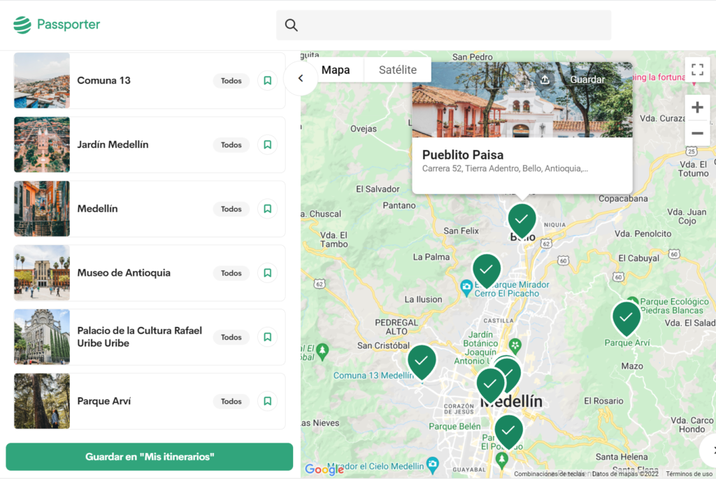 Medellin travel map