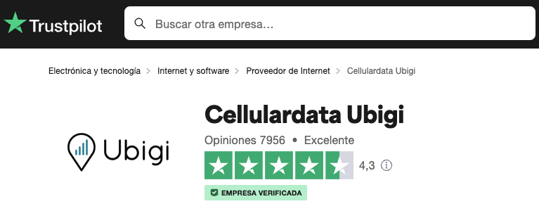 Avaliação da Ubigi na Trustpilot