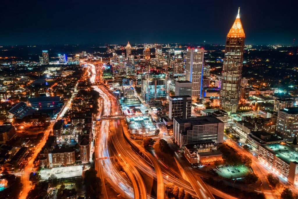 Vista de Atlanta à noite