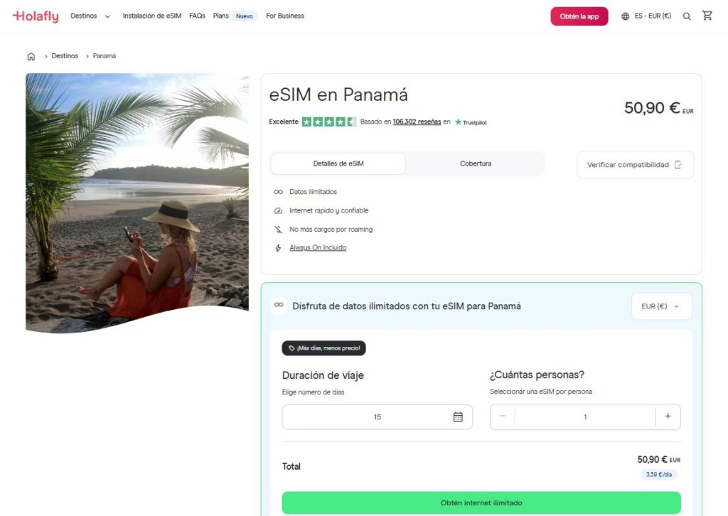 Forfaits eSIM Holafly pour le Panama.