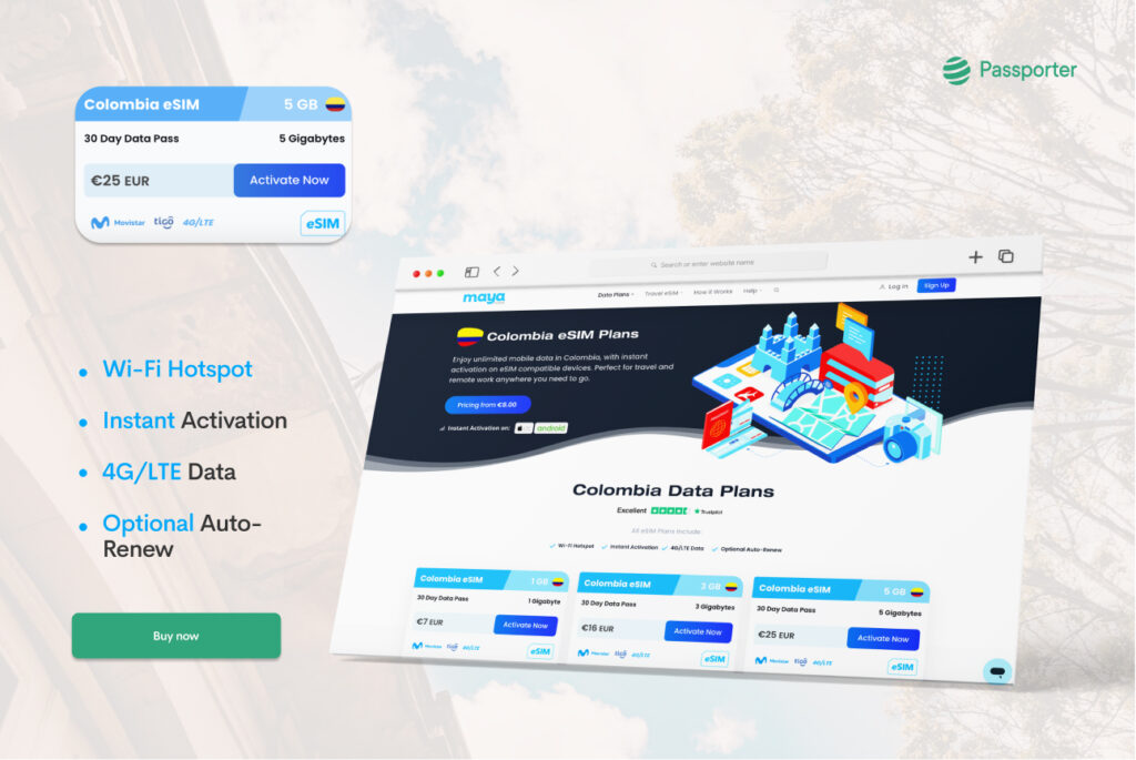 esim para Colômbia com Maya