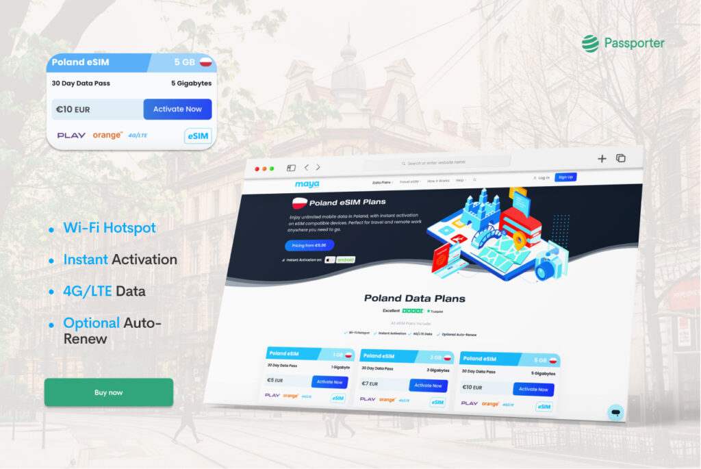 eSIM Maya Mobile para a Polônia 