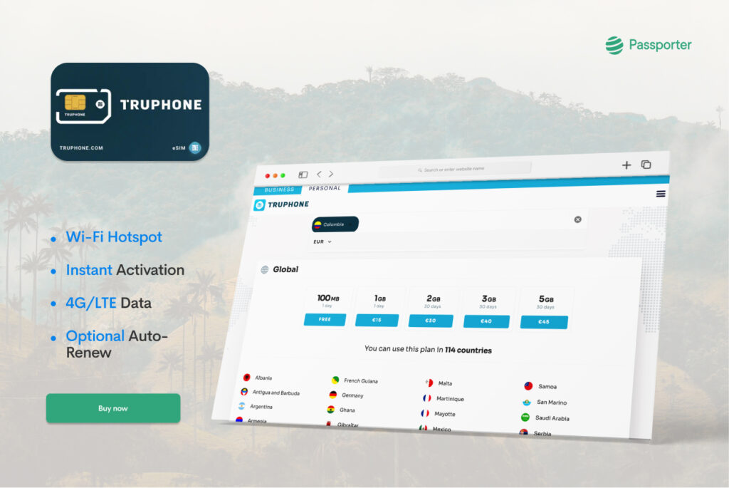 esim para Colômbia com Truphome