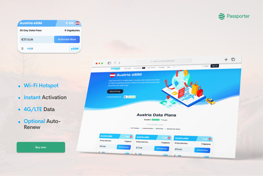eSIM Áustria com Maya Mobile 
