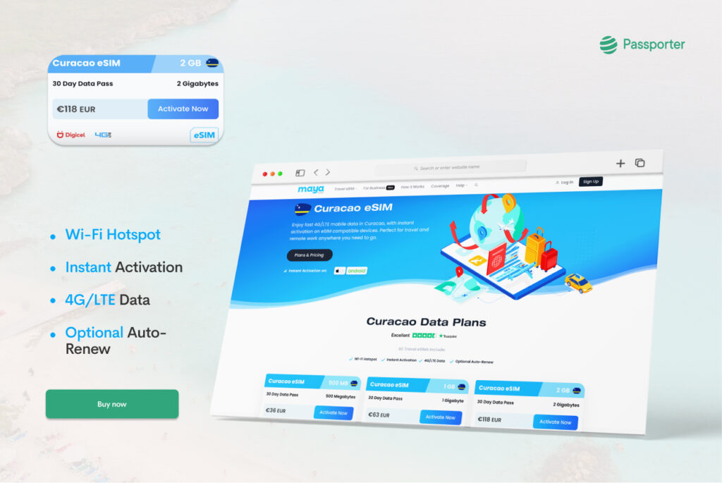  eSIM da Maya Mobile para Curaçao