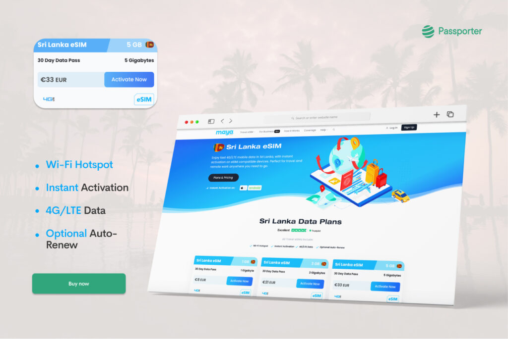  eSIM da Maya Mobile para o Sri Lanka