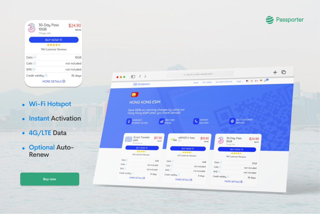 eSIM da SimOptions para Hong Kong